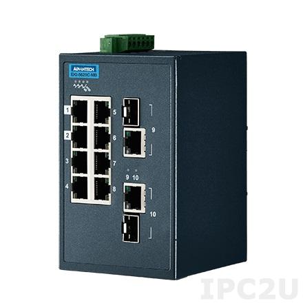EKI-5629CI-MB-AE Управляемый коммутатор Ethernet, 8 портов 10/100BaseT(X), 2 комбо порта Gigabit RJ45/SFP, поддержка Modbus/TCP, -40...+75C
