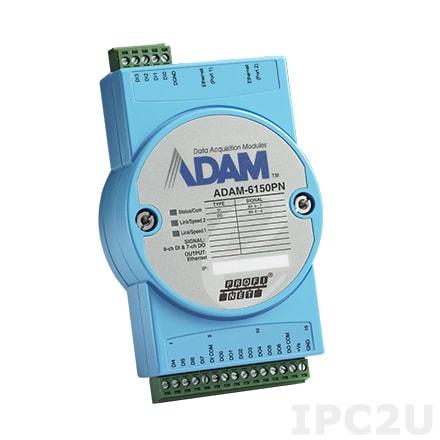 ADAM-6150PN-AE Модуль ввода-вывода, 8 каналов дискретного ввода, 7 каналов дискретного вывода, PROFINET