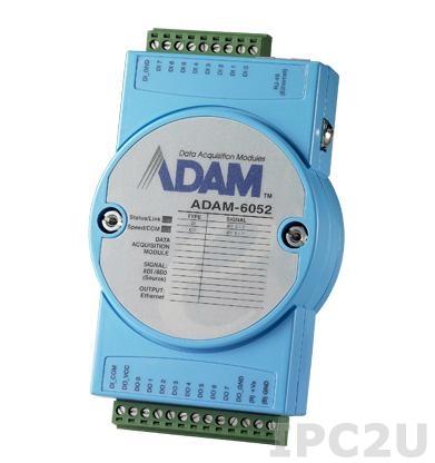 ADAM-6052-D Модуль ввода-вывода, 8 каналов дискретного ввода, 8 каналов дискретного вывода, 1xEthernet, Modbus TCP