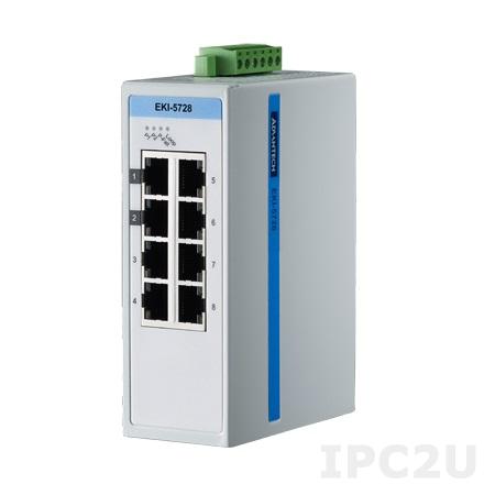 EKI-5728I-AE Неуправляемый коммутатор Ethernet, порты 8x1000BaseT(X), ATEX/C1D2/IECEx, -40...75, 12-48VDC