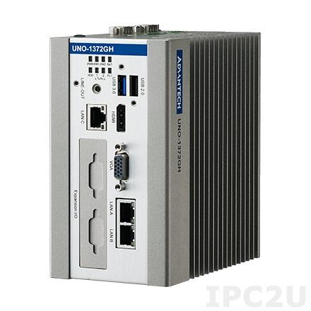 UNO-1372GH-E3AE Встраиваемый компьютер на DIN-рейку c Intel Atom E3845 1.91Ггц, 4Гб DDR3L, 4xCOM, 3xGbE LAN, 2xUSB 2.0, 1xUSB 3.0, VGA/HDMI, 2x mPCIe, 1x mSATA, DIO, TPM, питание 9-36В DC