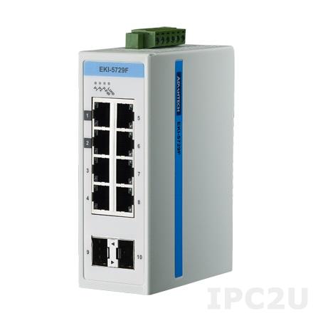 EKI-5729FI-AE Коммутатор Gigabit Ethernet ProView, 8 портов RJ-45 + 2 порта SFP, -40...+75C