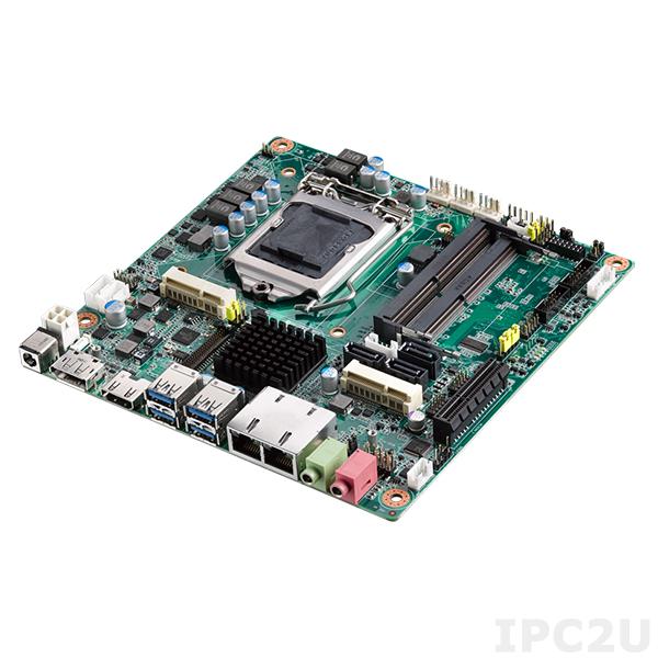 AIMB-285G2-00A1E Процессорная плата Mini-ITX, чипсет H110, сокет LGA1151 для Intel Core i7/i5/i3/Celeron Skylake, 2x260-pin DDR4-2133 МГц SO-DIMM, 3xSATA III, 2xCOM, 4xUSB 3.0, 4xUSB 2.0, 2xGbE LAN, HDMI, VGA, DP, 2xMini PCIe, 1xPCIe x4, Аудио