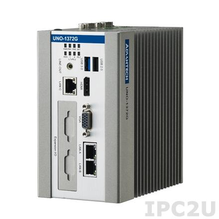 UNO-1372G-E3AE Встраиваемый компьютер на DIN-рейку c Intel Atom E3845 1.91Ггц, 4Гб DDR3L, 2xCOM, 3xGbE LAN, 3xUSB, VGA, HDMI, 2x mPCIe, 1xmSATA, DIO, Аудио, питание 9-36В DC