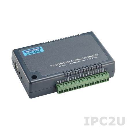 USB-4704-AE Модуль ввода-вывода, 8xAI 48 кГц, 2xAO, 8xDI, 8xDO, USB