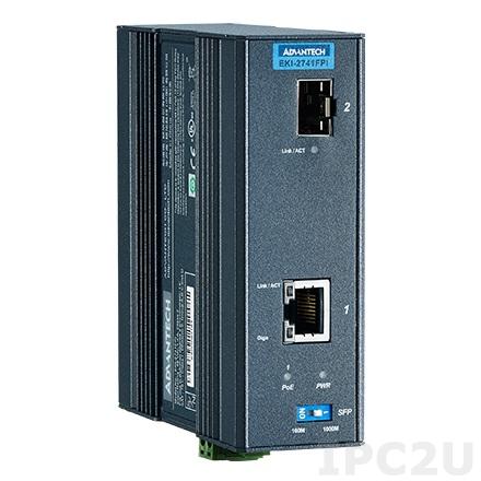 EKI-2741FHPI-AE PoE инжектор Gigabit Ethernet, 1 порт SFP, IEEE802.3af/at, 48В DC, IP31, -40...+75C