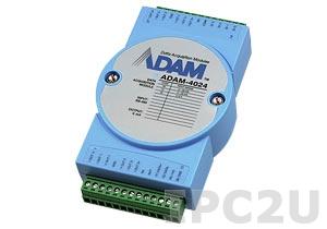 ADAM-4024-B1E Модуль ввода-вывода, 4-канала аналогового вывода, 4 канала дискретного ввода, Modbus RTU/ASCII