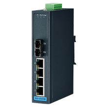 EKI-2525M-ST-BE Неуправляемый коммутатор, 4 порта 10/100Mbps Ethernet и 1 оптоволоконный порт 100FX (многомодовое оптоволокно, ST разъем)