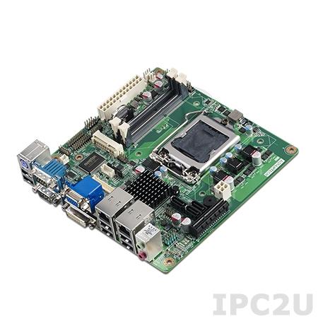 AIMB-281G2-00A1E Процессорная плата Mini-ITX, чипсет H61, сокет LGA1155 для Intel Core i7/i5/i3/Celeron, до 8Гб DDR3 SO-DIMM, VGA, DVI, LVDS, 2xGb LAN, 6xCOM, слоты 1xMiniPCIe, 1xPCIe x4