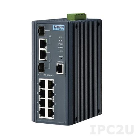 EKI-7710G-2CI-AE Управляемый коммутатор Ethernet, 8 портов RJ-45, 2 комбо порта Gigabit RJ-45/SFP, металлический корпус, IP30, -40...75