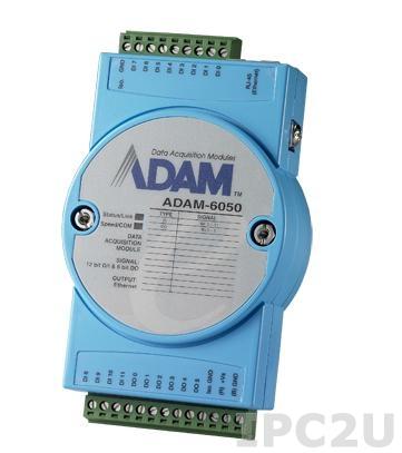 ADAM-6050-D Модуль ввода-вывода, 12 каналов дискретного ввода, 6 каналов дискретного вывода, 1xEthernet, Modbus TCP